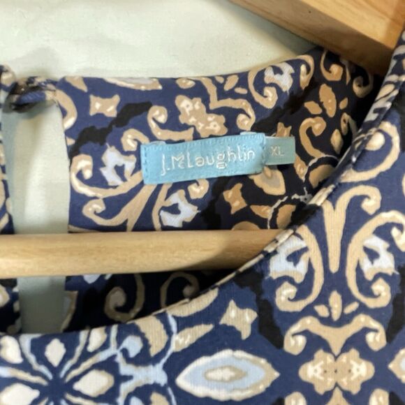 J McLaughlin Catalina Cloth Dress Knee Length Pockets WOMENS SIZE XL Navy Blue - Picture 5 of 11